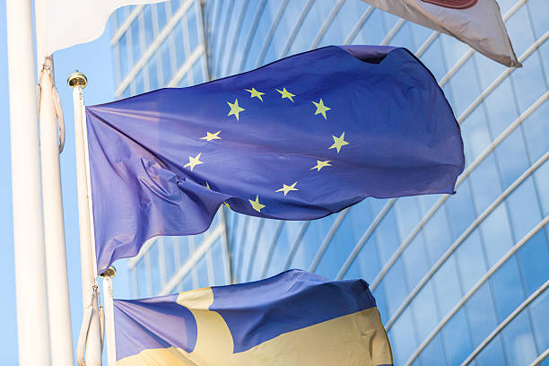 istock European Flag with Modern Skyscrapers 453963983