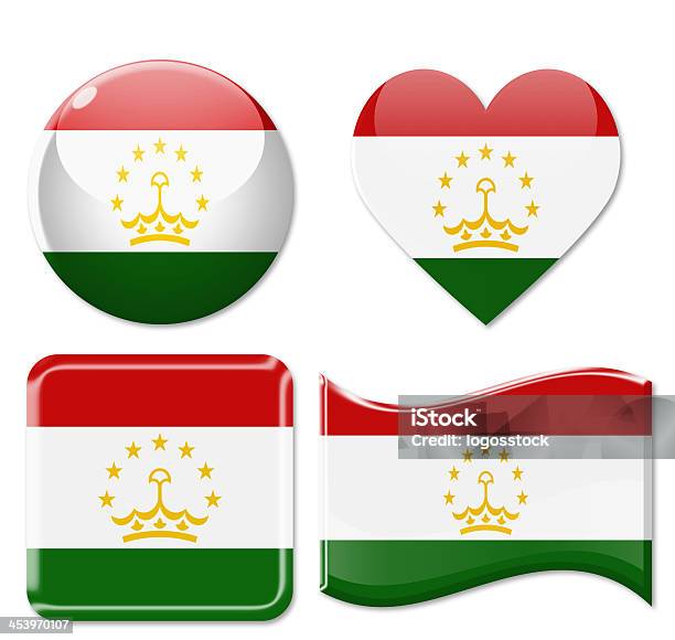Tajikistan Flags Icon Set Stock Photo - Download Image Now - Badge, Cartography, Circle