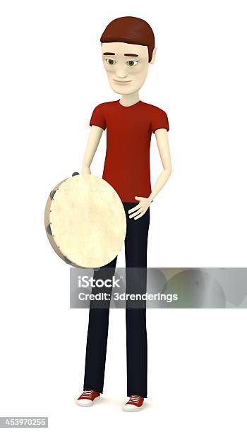 Cartoon Character With Tambourine Stock Photo - Download Image Now - Adult, Business, Cartoon
