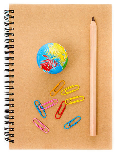 istock School supplies with Globe, clip and notebook  on white 453978199