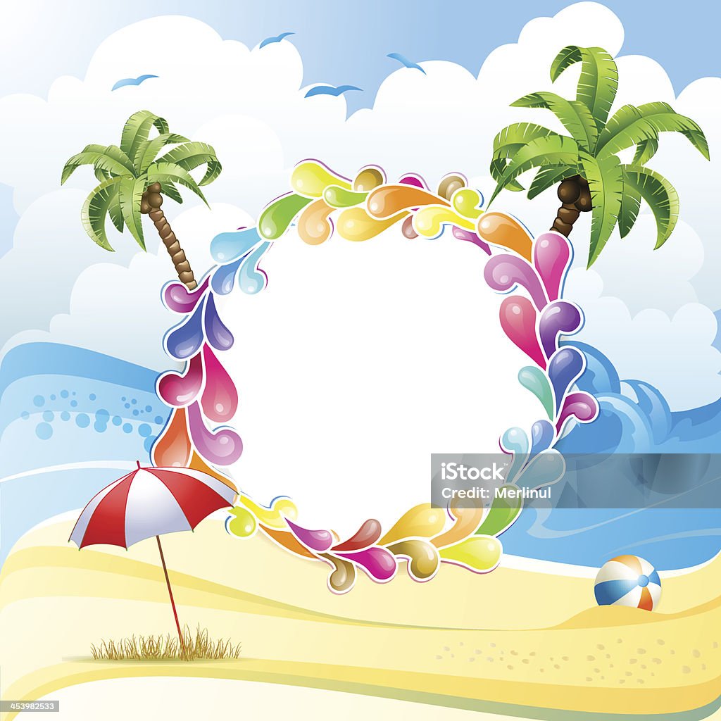 Frame with jelly shapes Frame with jelly shapes over summer beach . File saved in EPS 10 format and contains blend and transparency effect Backgrounds stock vector
