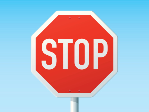 Vector Illustration of a german Road Sign in front of a clear blue sky: Stop Traffic Sign. All objects are on separate layers. The colors in the .eps-file are ready for print (CMYK). Transparencies used. Included files: EPS (v10) and Hi-Res JPG.