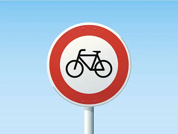 Vector illustration of No Bicycles German Road Sign
