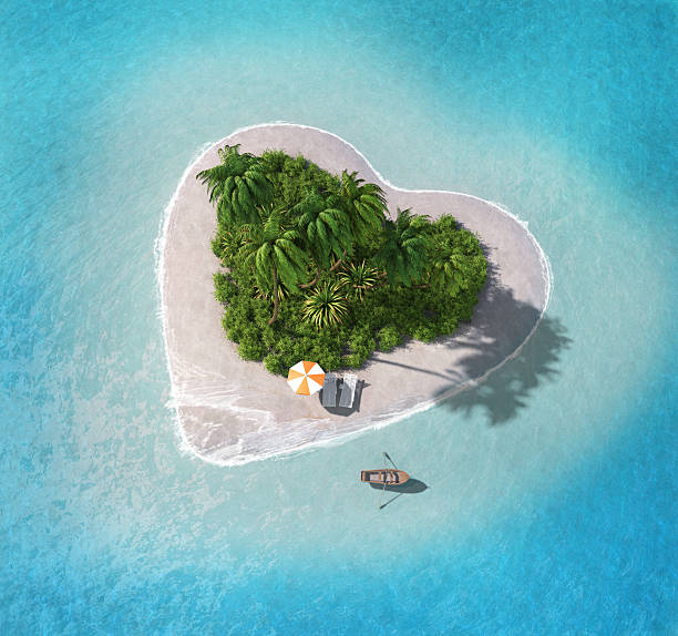 istock Island in the form of heart 453988035