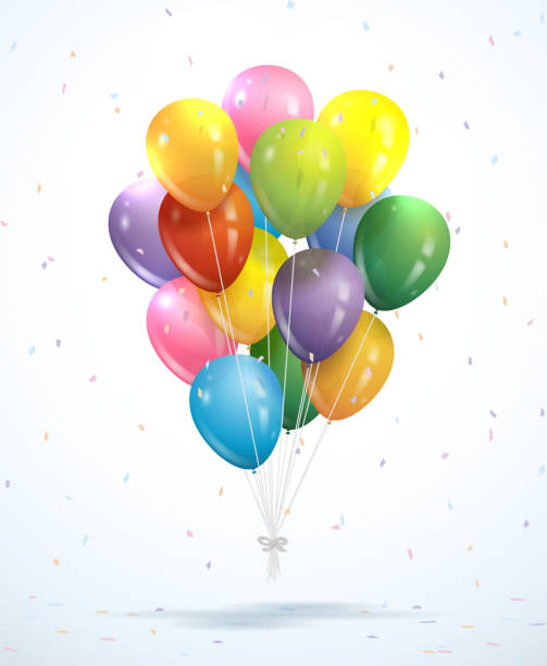 illustrazioni stock, clip art, cartoni animati e icone di tendenza di mazzo di palloncini-vettoriale - mongolfiera