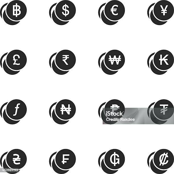 Валютный Символ Силуэт Значки Набор 1 — стоковая векторная графика и другие изображения на тему Иконка - Иконка, 1 цент, Валюта Филиппин
