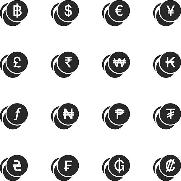 Currency Symbol Silhouette Icons | Set 1 Currency Symbol Silhouette Vector File Icons Set 1. rupee symbol stock illustrations