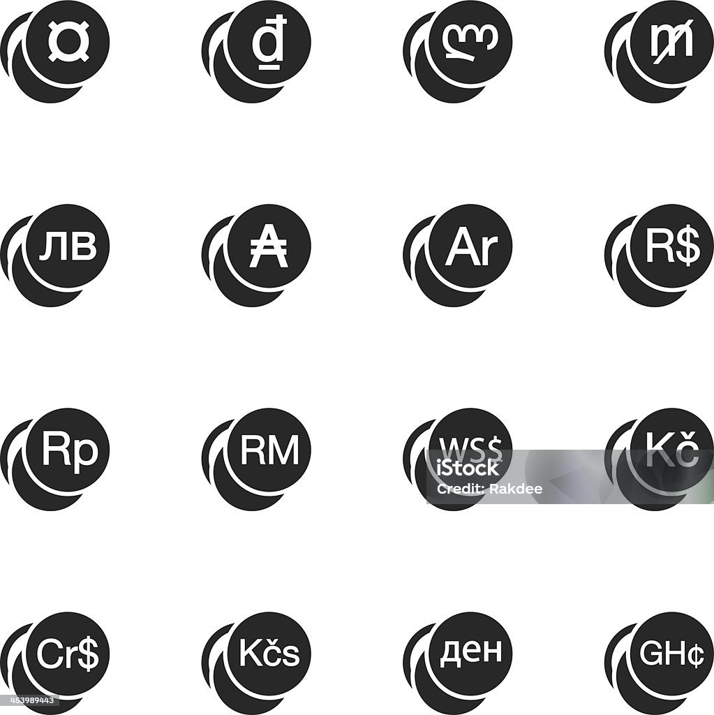 Símbolo monetario Silueta Icons/Set 2 - arte vectorial de Accesorio financiero libre de derechos