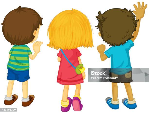 Three Kids Stock Illustration - Download Image Now - Child, Rear View, Boys