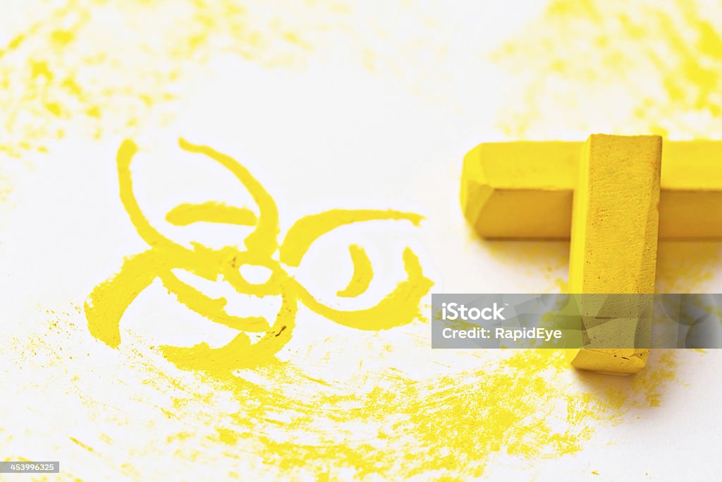 Amarelo-Lápis de Desenho pastel esboço de perigo biológico ou Resíduo Tóxico - Royalty-free Amarelo Foto de stock