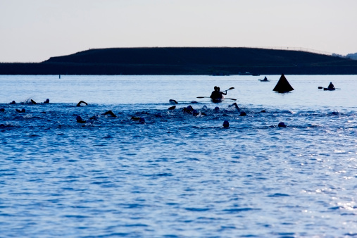 Swimmers in the Boulder Peak Tri