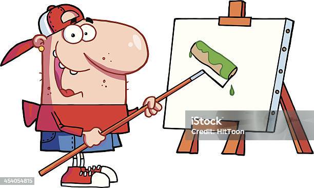 Artist Painting On Canvas Stock Illustration - Download Image Now - Adult, Adults Only, Artist