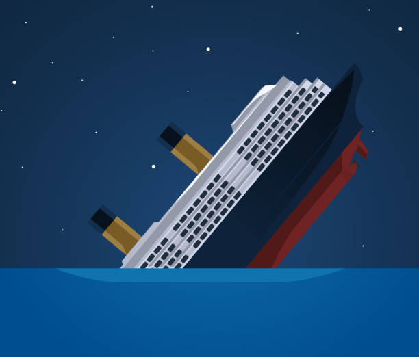 illustrations, cliparts, dessins animés et icônes de iceberg transatlantique a fait naufrage du titanic - naufrage de bateau