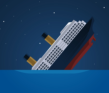 Titanic Iceberg Transatlantic Sank, vector illustration cartoon.