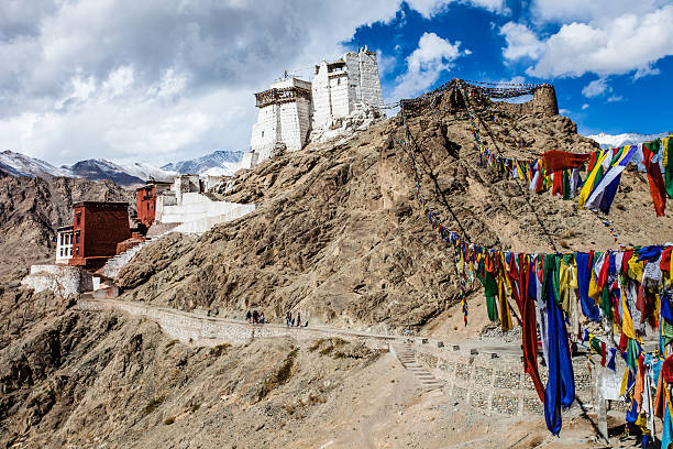 istock Buddhist monastery in Leh at sunset with dramatic sky. 454057147