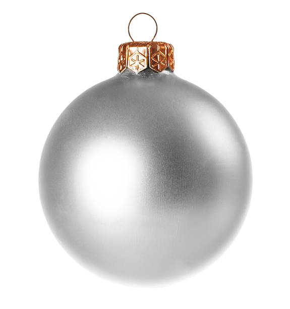 Silver dull christmas ball on white background stock photo