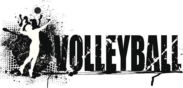 volleyball grunge grafik hintergrund-mädchen - volleyball mannschaftssport stock-grafiken, -clipart, -cartoons und -symbole