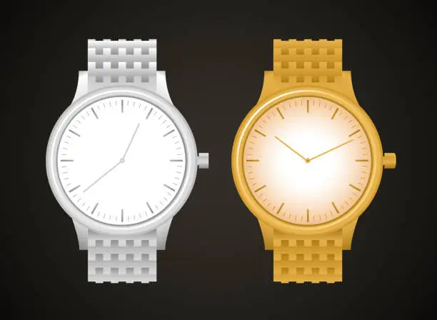 Vector illustration of Luxury Watch Gold Silver Watches