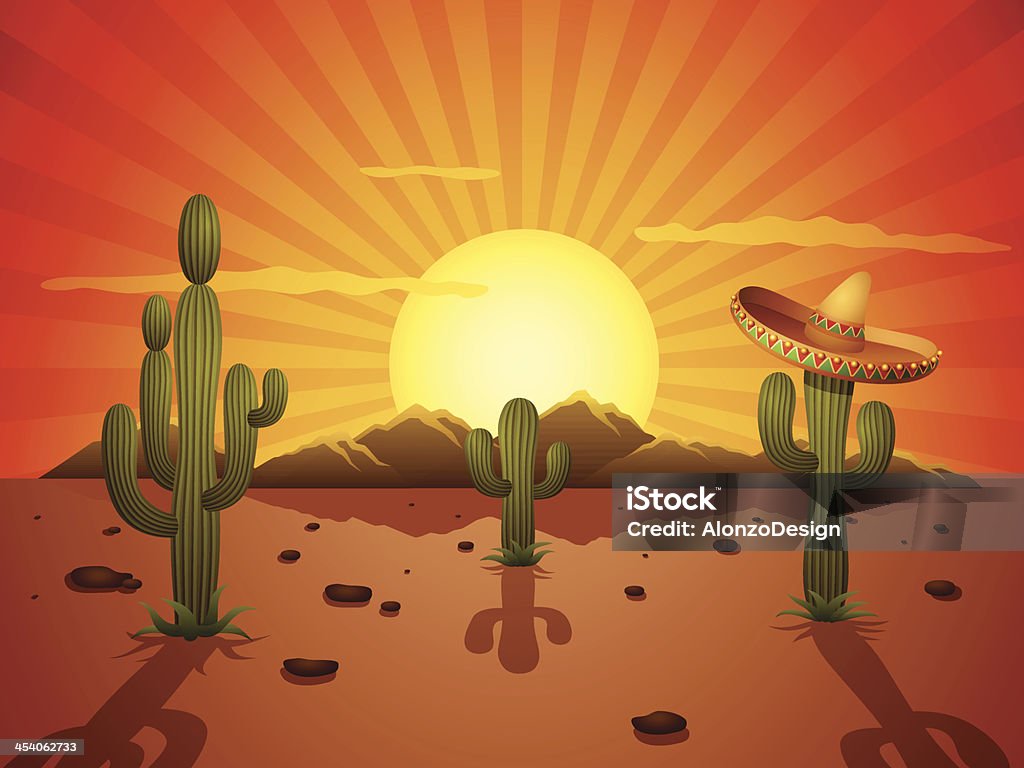 멕시코 사막 - 로열티 프리 사막 벡터 아트
