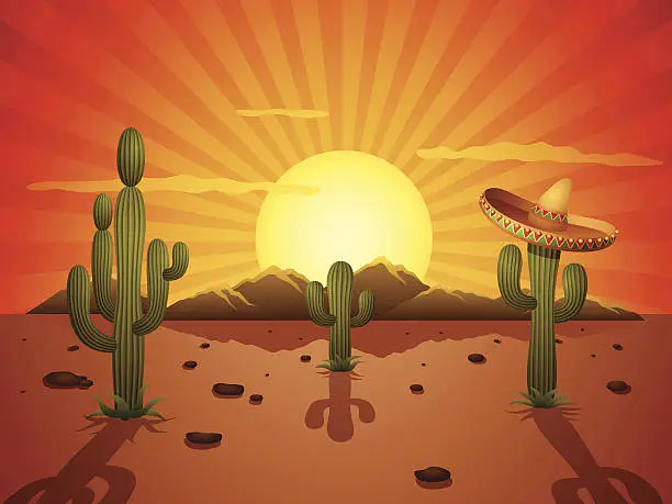 Vector illustration of Mexican Desert