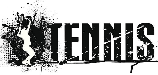 ilustrações de stock, clip art, desenhos animados e ícones de tennis grunge gráfico-raparigas - tennis serving silhouette racket