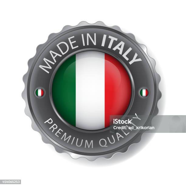 Hergestellt In Italien Italienische Flagge Seal Stock Vektor Art und mehr Bilder von Made In Italy - Phrase - Made In Italy - Phrase, Bedienungsknopf, Eleganz