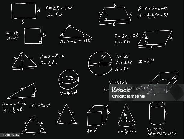 Geometry Drawing Math Formulas Hand Written Geometry Formulas Stock Illustration - Download Image Now ...