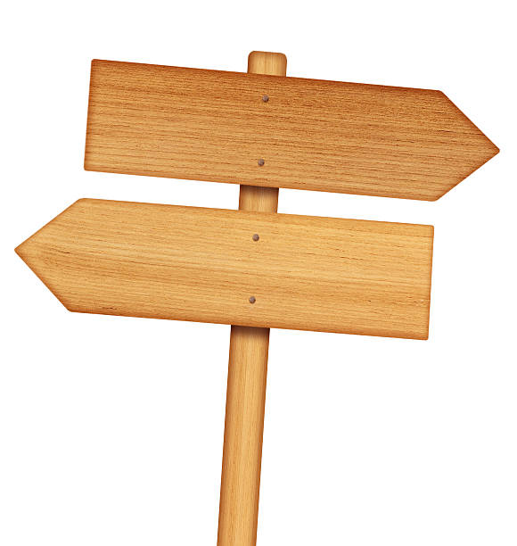 istock Wooden sign isolated on white 454088829