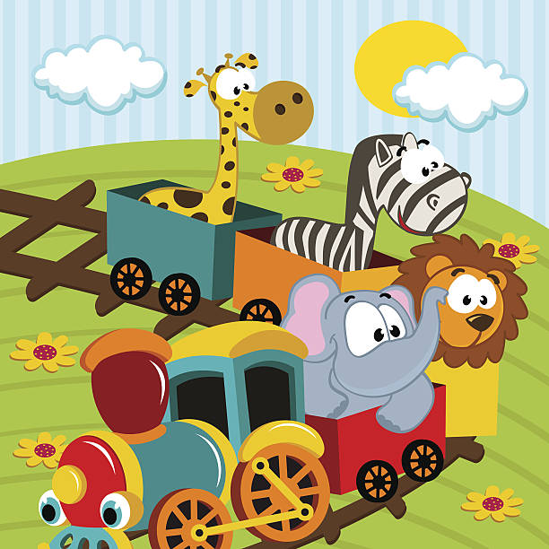 ilustrações de stock, clip art, desenhos animados e ícones de animais por comboio - train steam train sun vector