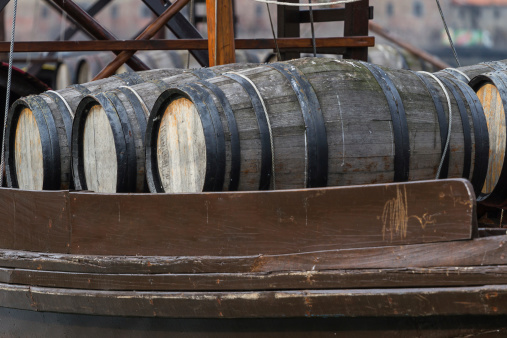 Barrel on the boat in Porto, Portugal