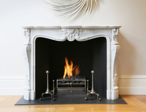 Open gas fire in a luxury home