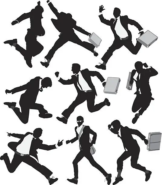 Vector illustration of Multiple images of a businessman running