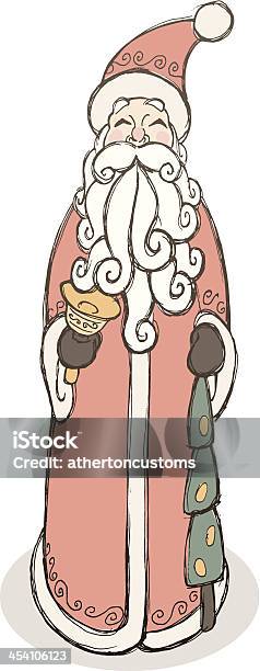 Ретро Сантазвонок Портье — стоковая векторная графика и другие изображения на тему Санта Клаус - Санта Клаус, Старомодный, Борода