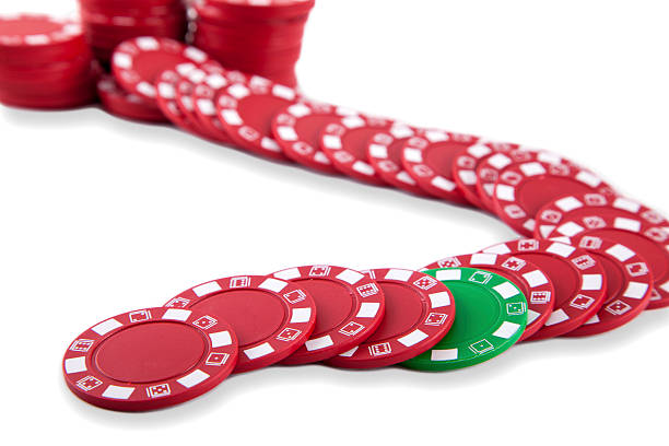 Poker chips row stock photo