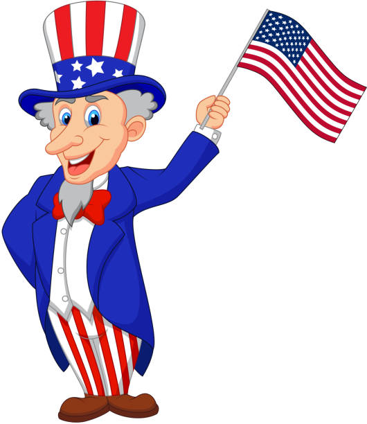 ilustraciones, imágenes clip art, dibujos animados e iconos de stock de el tío sam dibujos animados sosteniendo bandera estadounidense - misil tierra aire