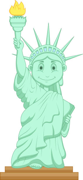 리버티 황후상 말풍선이 있는 - replica statue of liberty stock illustrations