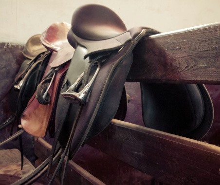 leather saddle horse, vintage retro style