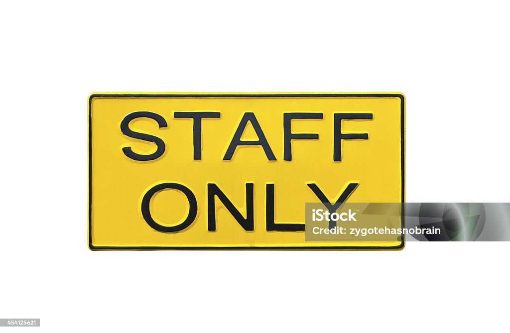 Staff only sign on brick wall. staff only sign on brick wall isolated on white background. Accessibility Stock Photo