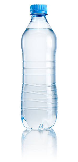 Plastic water bottle with no label on white background