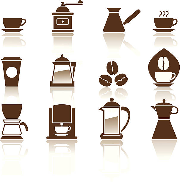 Illustration-Icons Set elegante Kaffee. – Vektorgrafik