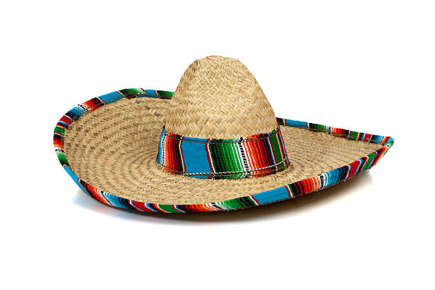 istock Straw Mexican Sombrero on white background 454127593
