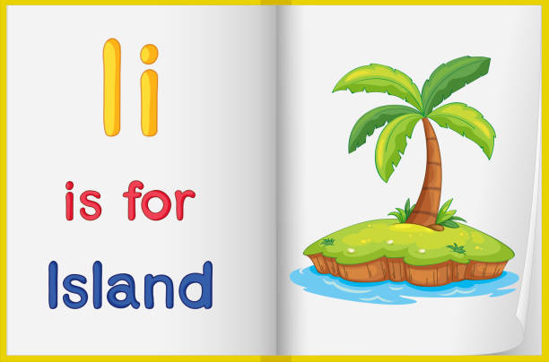 ilustrações, clipart, desenhos animados e ícones de planilha de letras - island education learning letter i