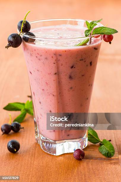 Summer Smoothies Black Currant In The Cup Stock Photo - Download Image Now - Berry Fruit, Black Color, Close-up