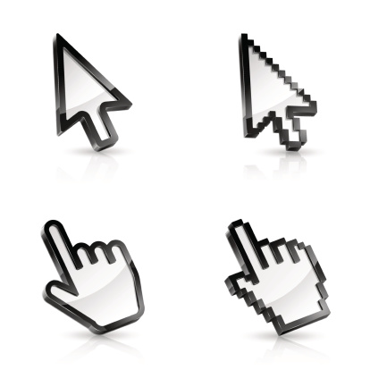 Vector illustration of four types of mouse pointers on white background
