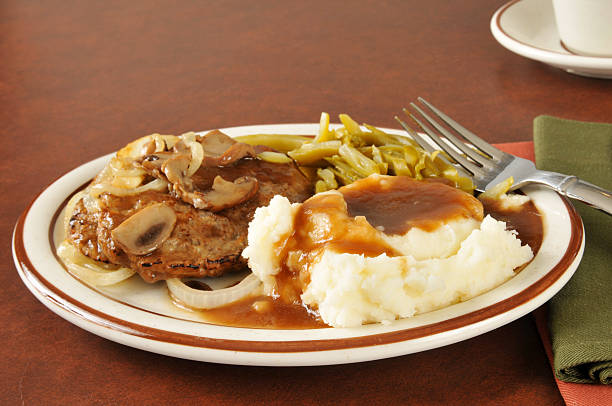 istock Salisbury steak with mashed potatoes and gravy 454131299
