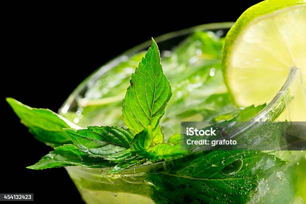 Mojito Cocktail On Black Background Stock Photo - Download Image Now - Alcohol - Drink, Citrus Fruit, Cocktail