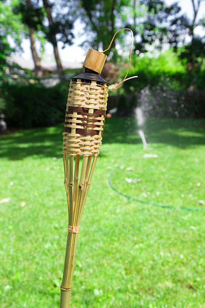 torcia in bambù - candle lemon grass insect repellant insect foto e immagini stock
