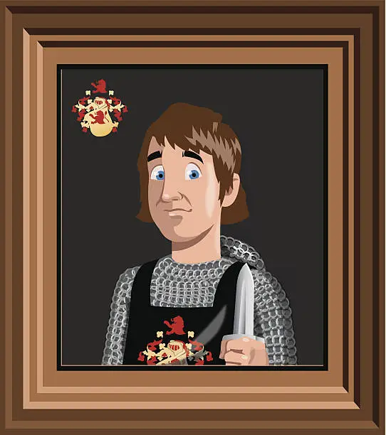 Vector illustration of 15th century boy in chain mail