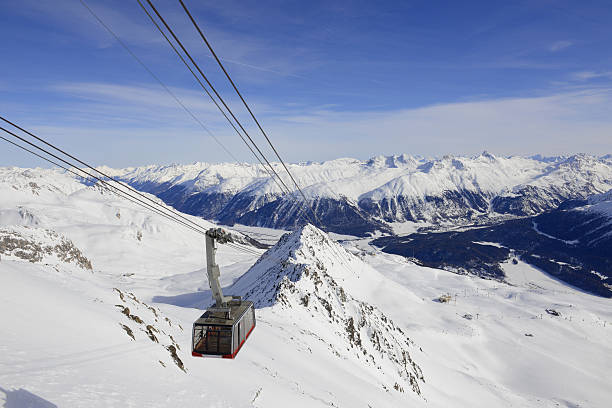 Piz Nair Piz Nair, aerial tramway St. Moritz, Engadin Grisons, Switzerland. engadine stock pictures, royalty-free photos & images