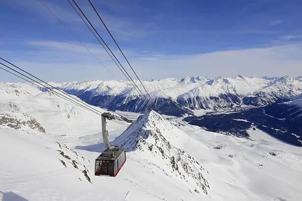Piz Nair, aerial tramway St. Moritz, Engadin Grisons, Switzerland.